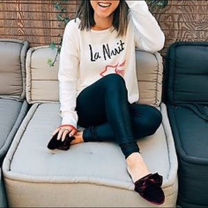 LOFT La Nuit White Sweater Shooting Star Graphic